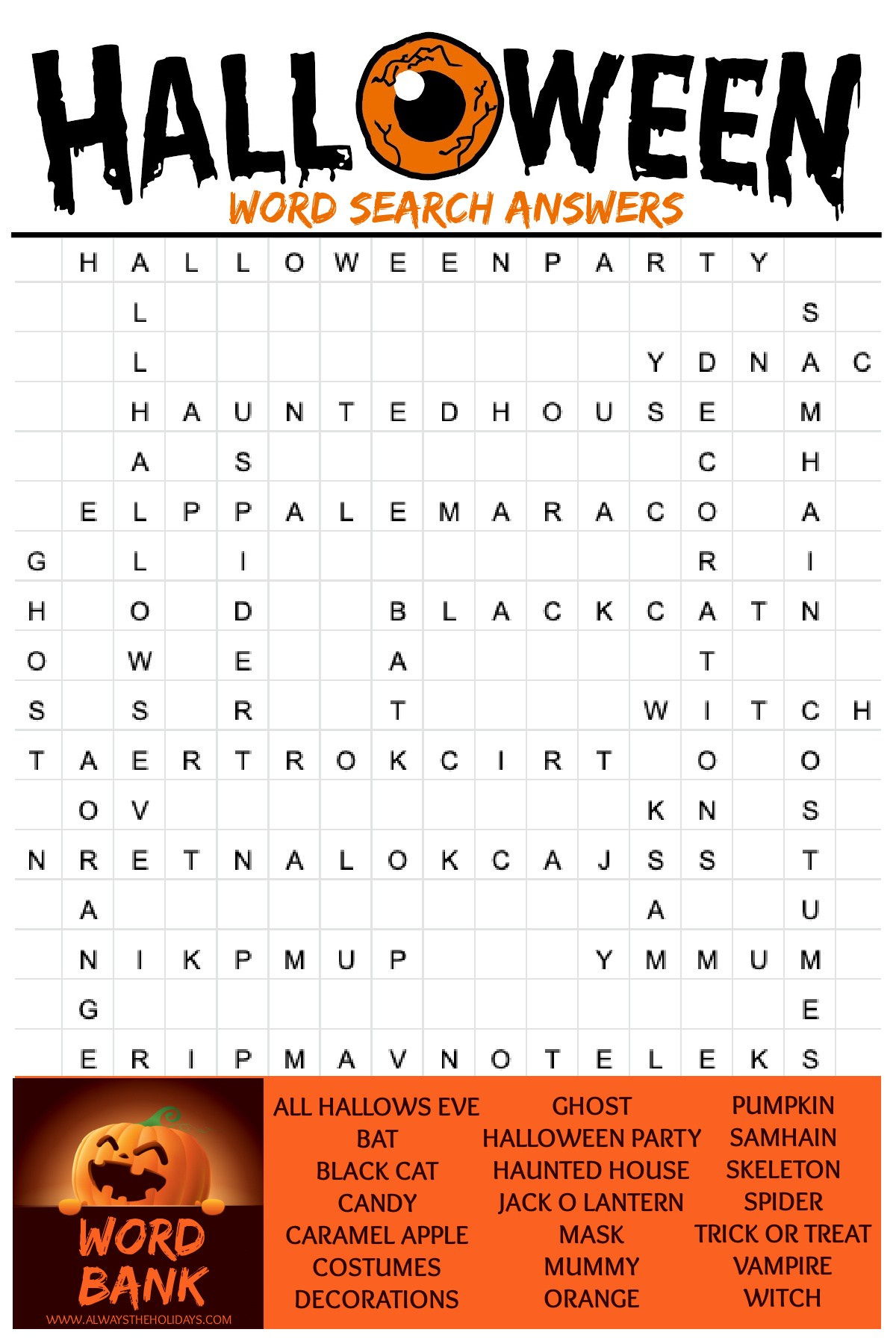 Free Halloween Word Search Printable - With Answer Key Included inside Word Search Printable Halloween