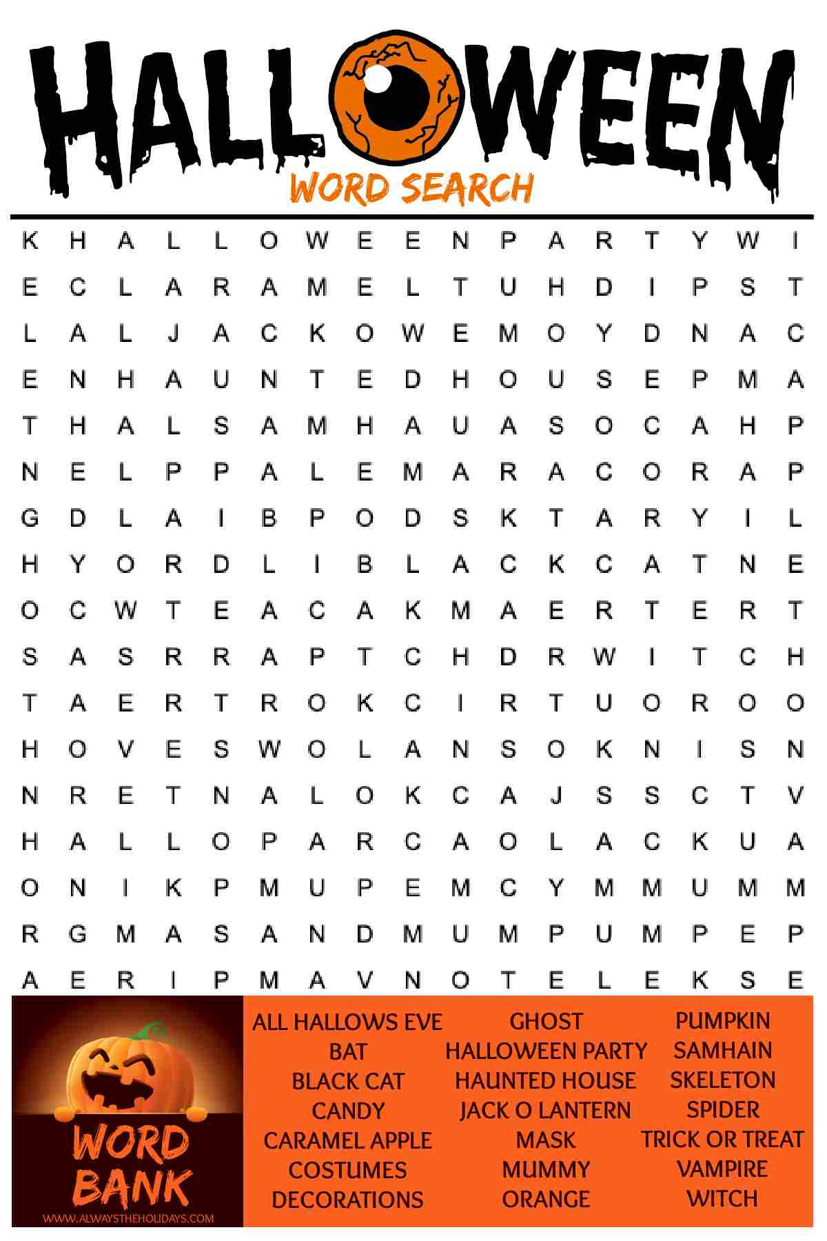 Free Halloween Word Search Printable - With Answer Key Included with regard to Spooky Word Search Printable