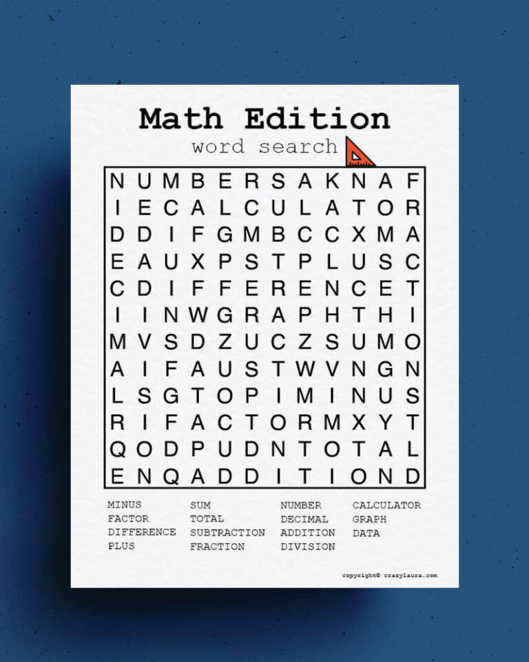Math Words Word Search Printable | Printable Word Search