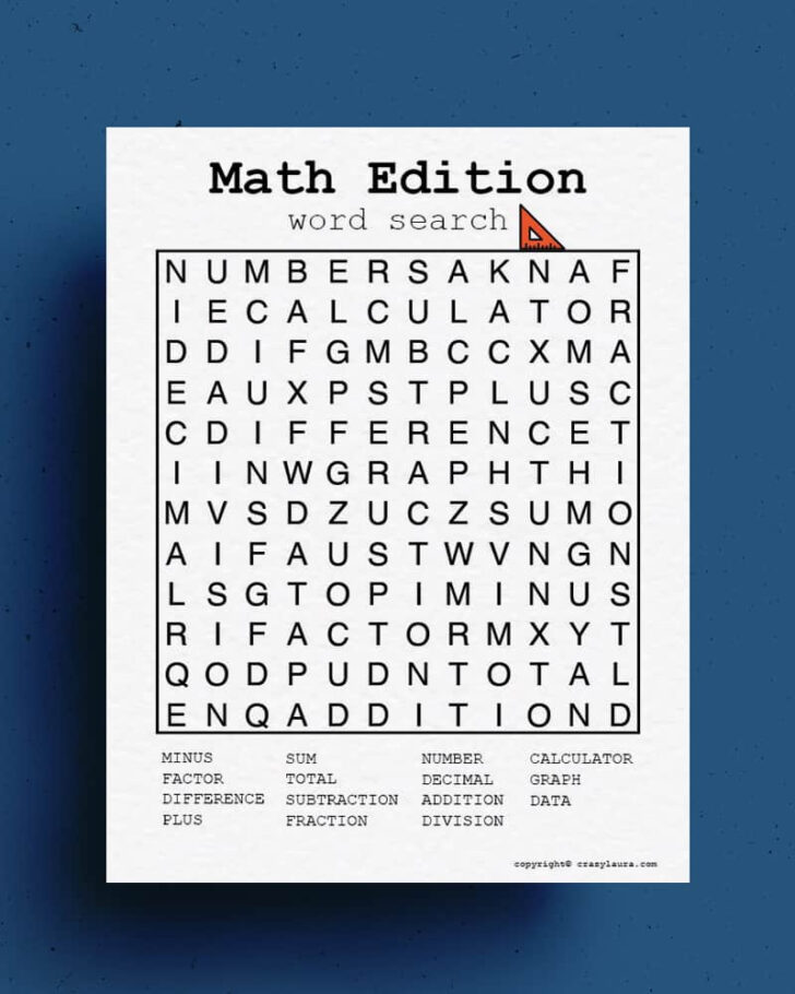 Printable Word Search Math