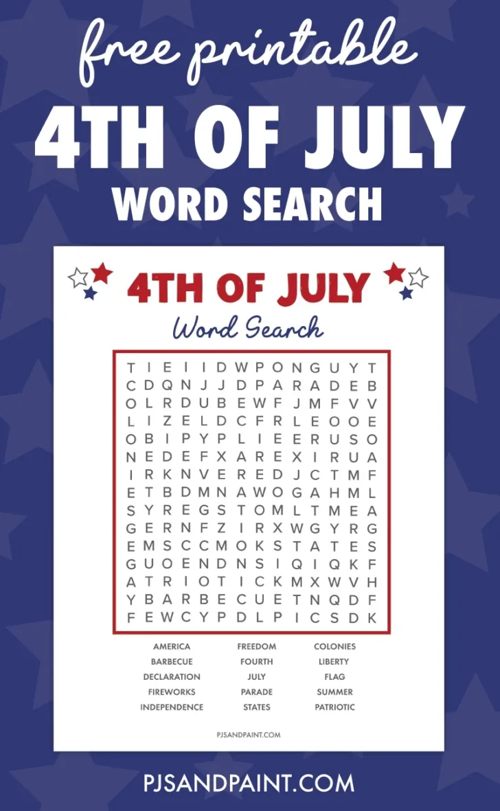 Fourth of July Word Search Free Printable Fourth of July Word Search Free Printable