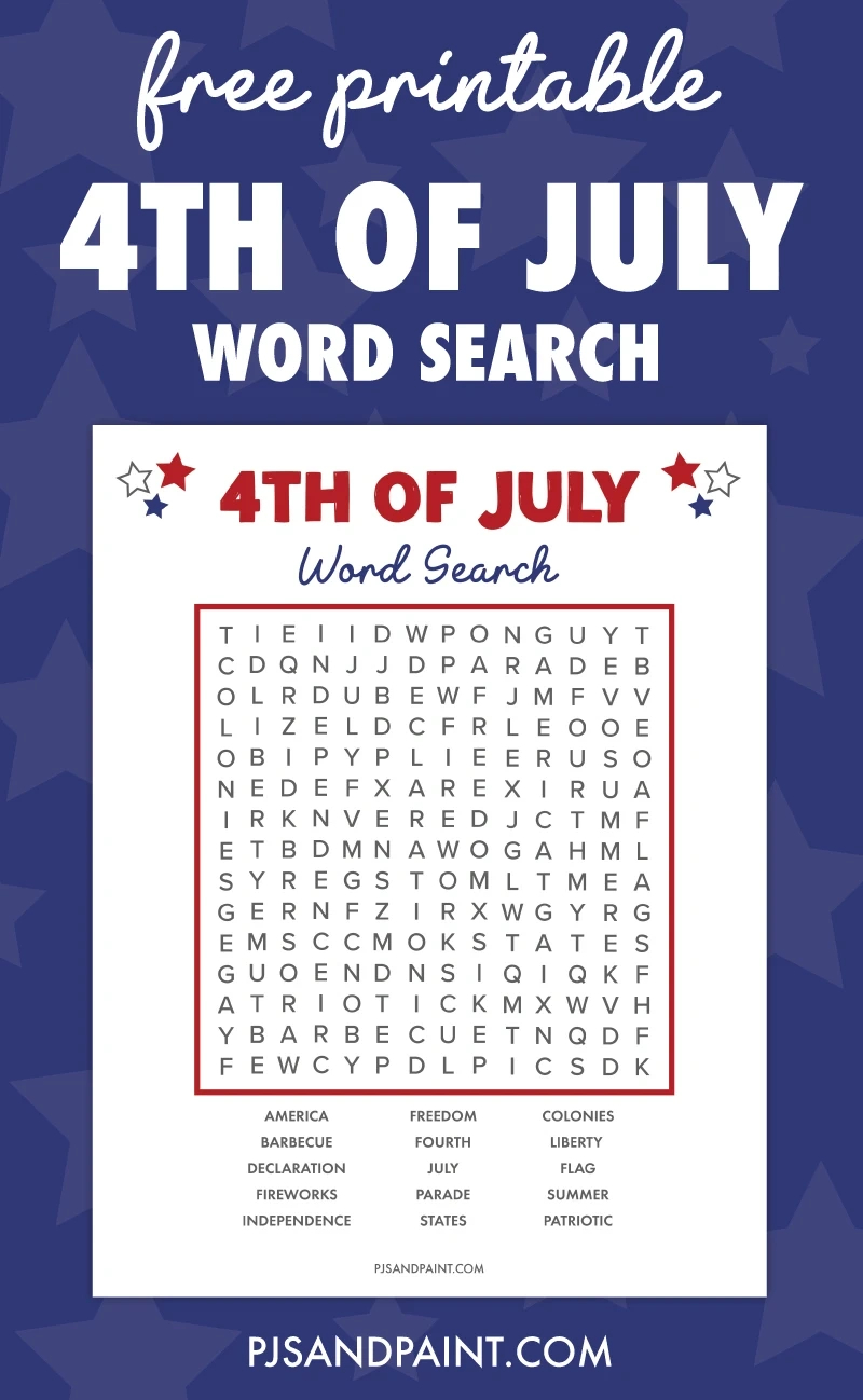 Free Printable 4Th Of July Word Search - Pjs And Paint for Fourth of July Word Search Free Printable