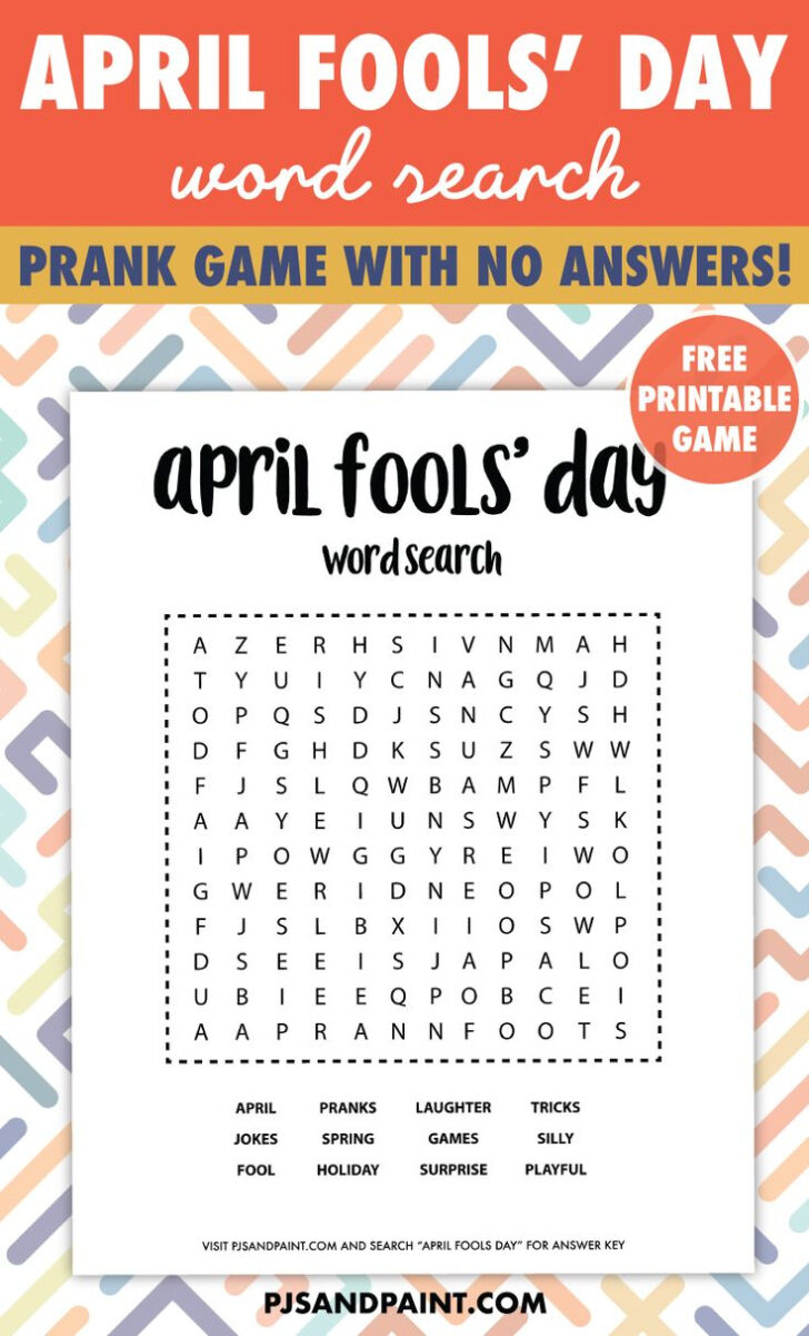 April Fools Day Word Search Printable