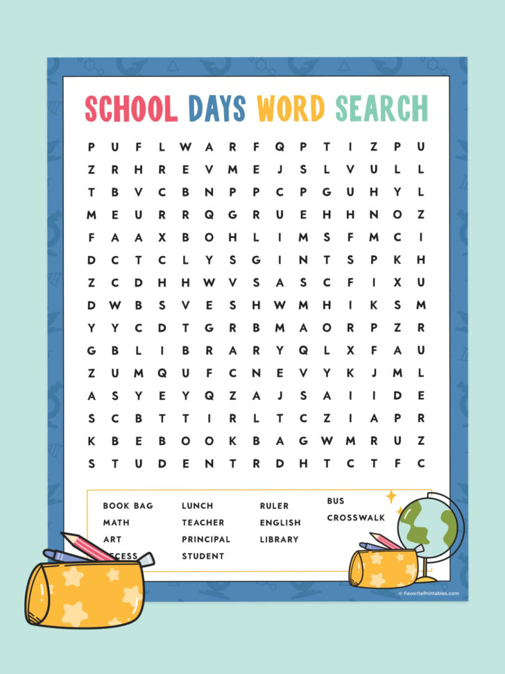 Printable Word Search For School Printable Word Search For School
