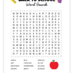 Free Printable Back To School Word Search   Pjs And Paint Intended For Back To School Free Printable Word Search