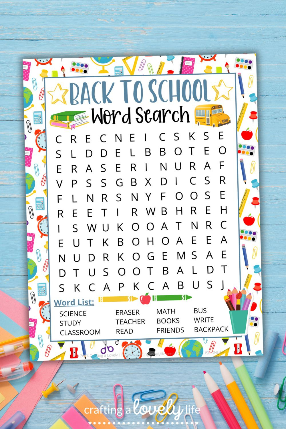 Free Printable Back To School Word Search with Free Printable Word Search Back To School