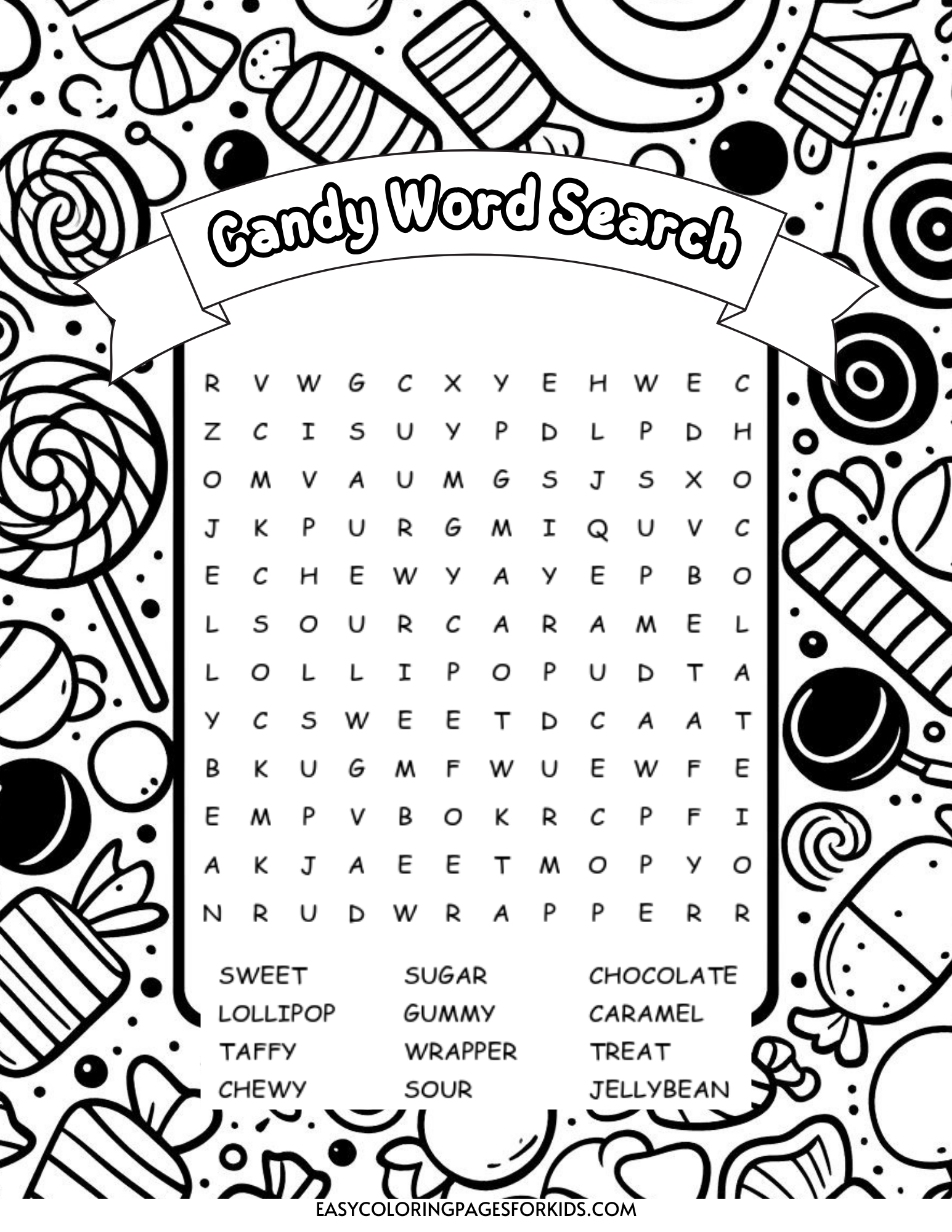 Free Printable Candy Word Search For Kids - Easy Coloring Pages in Printable Word Search Candy