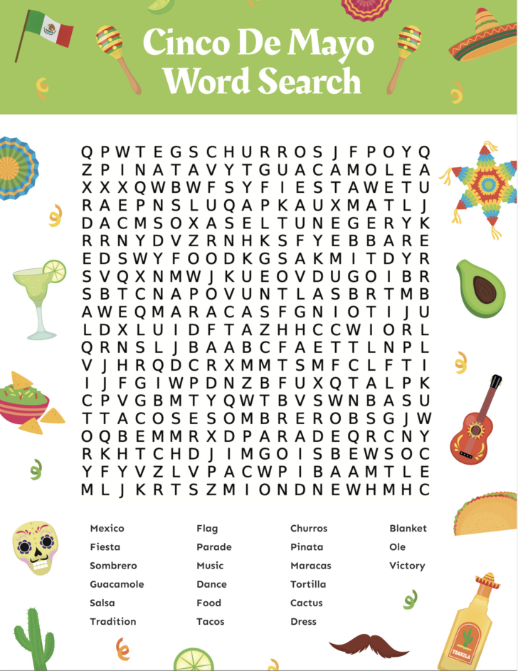 Cinco De Mayo Printable Word Search Cinco De Mayo Printable Word Search