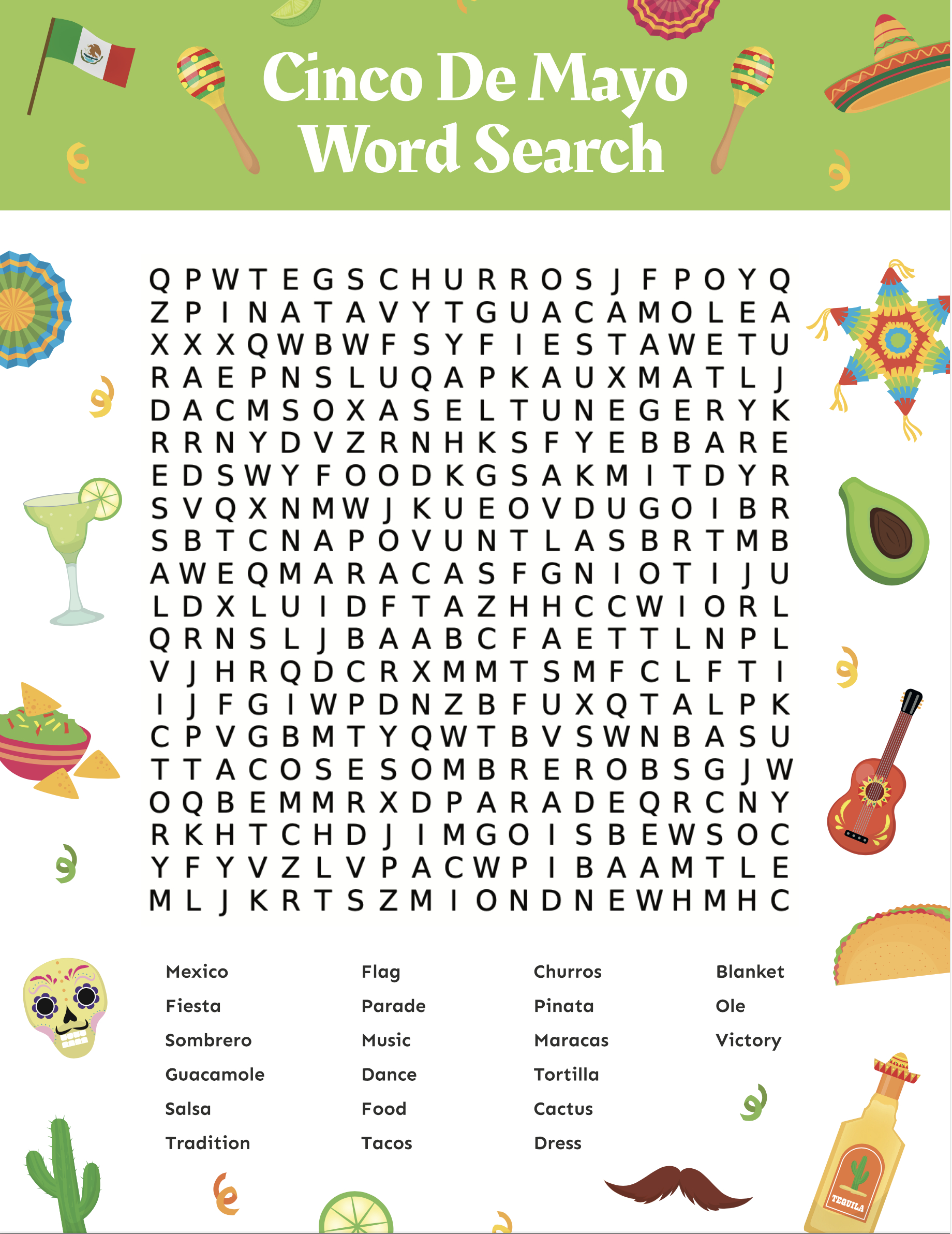 Free Printable Cinco De Mayo Word Search Puzzle - Play Party Plan in Cinco De Mayo Printable Word Search