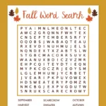 Free Printable Fall Word Search   Pjs And Paint In Autumn Word Search Free Printable