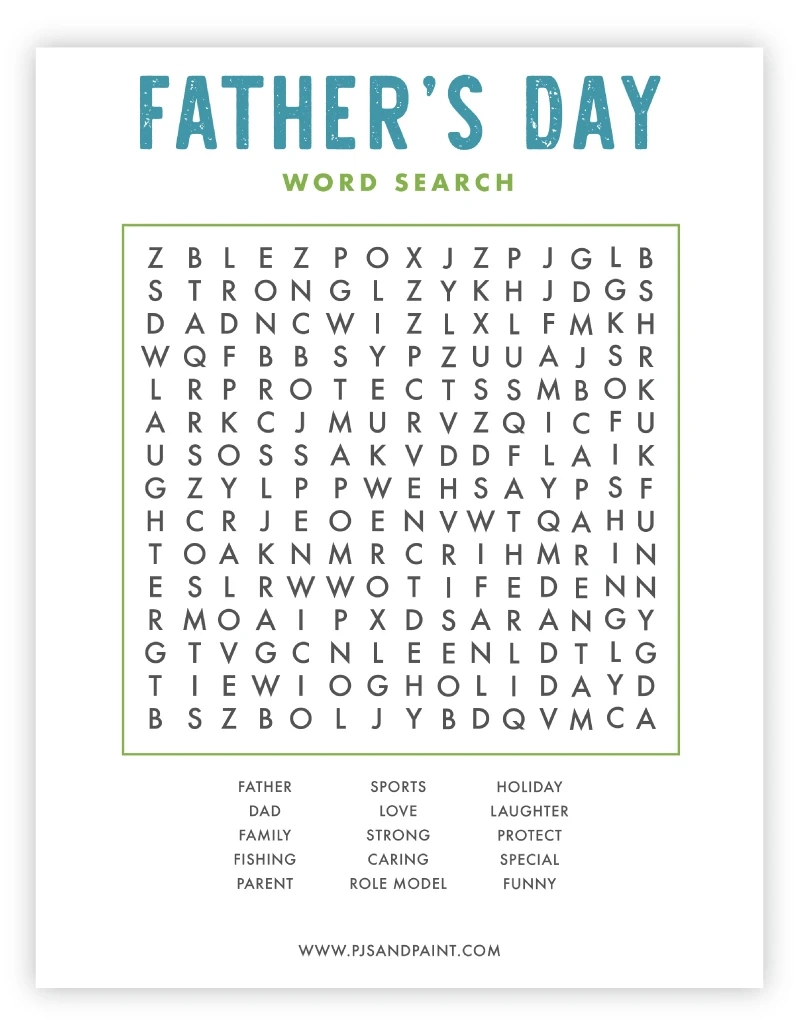 Free Printable Father&amp;#039;S Day Word Search - Pjs And Paint pertaining to Father&amp;#039;S Day Printable Word Search
