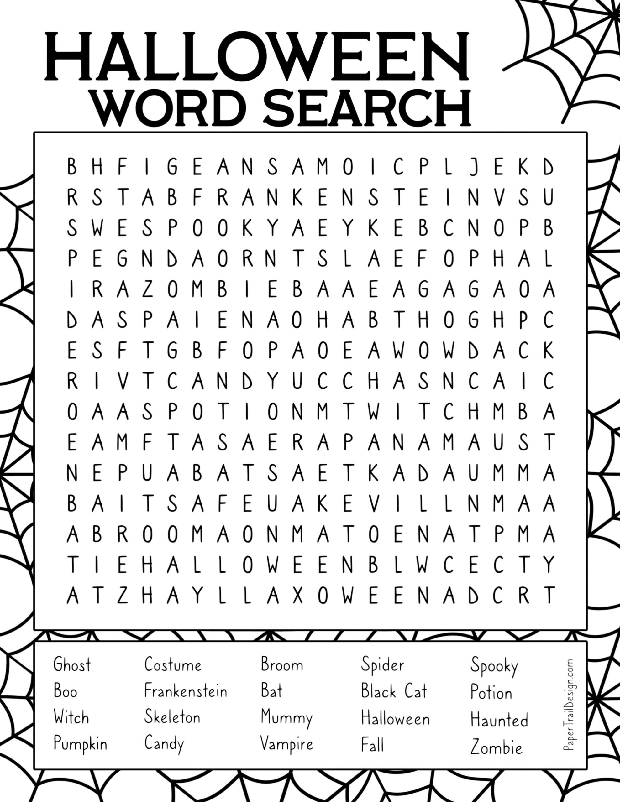 Free Printable Halloween Word Search - Paper Trail Design with regard to Free Printable Halloween Word Searches