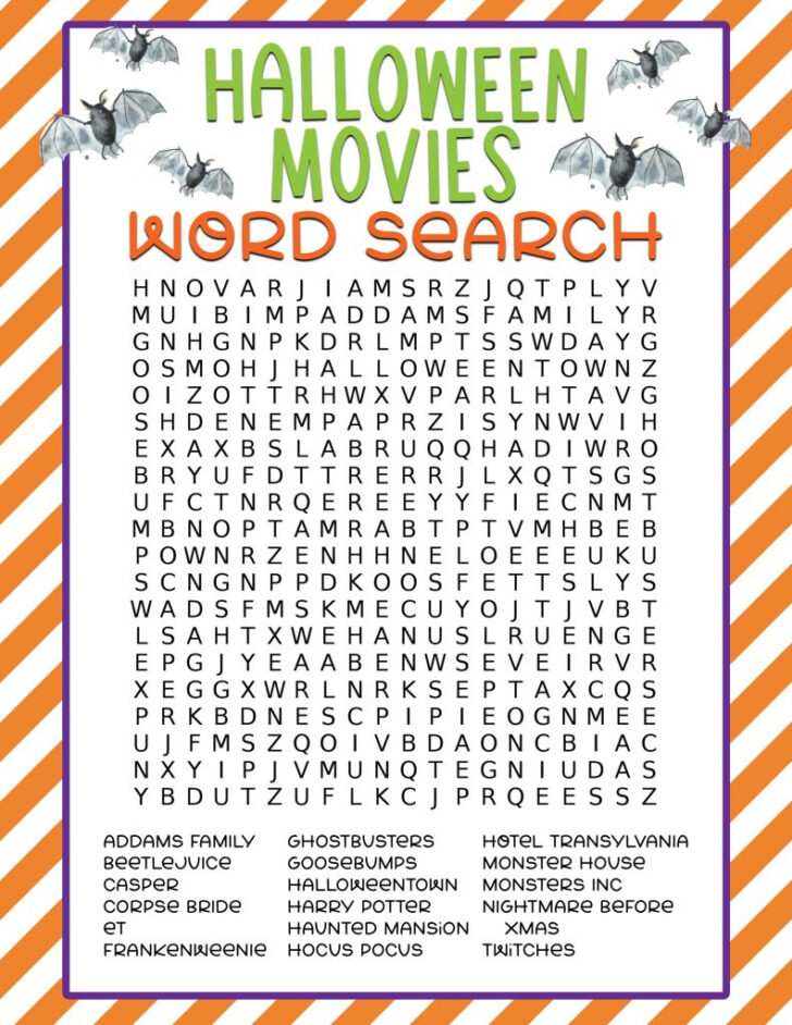 Printable Halloween Word Search Puzzles