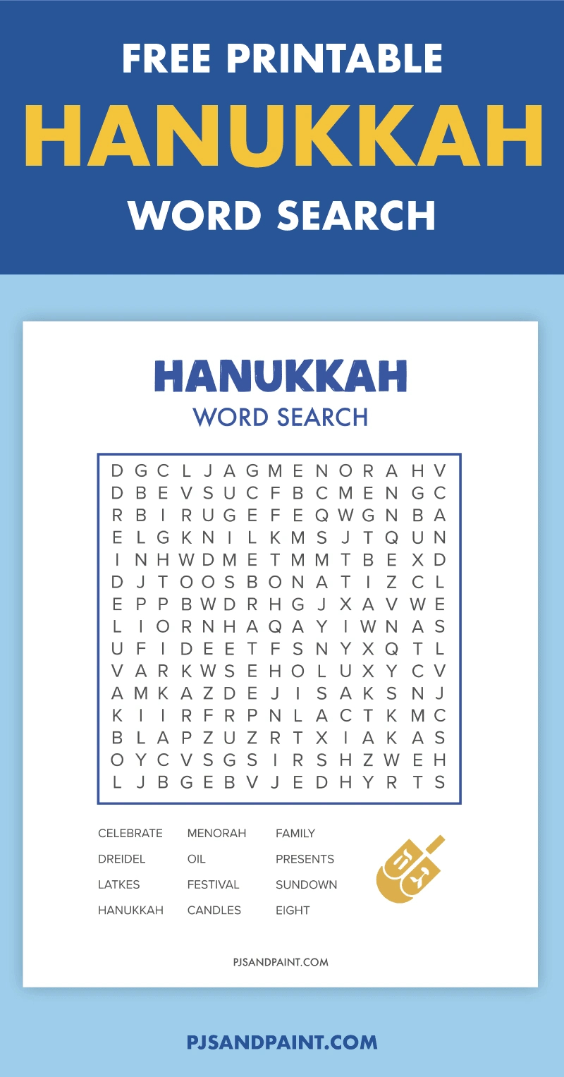 Free Printable Hanukkah Word Search - Pjs And Paint inside Printable Hanukkah Word Search