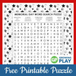 Free Printable Memorial Day Word Search   Growing Play For Memorial Day Word Search Printable