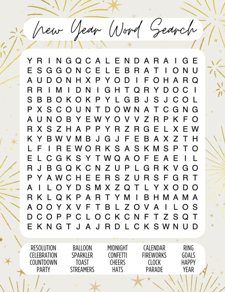 Free Printable New Year Word Search For 2025 - Create Craft Print within Printable Word Search 2025