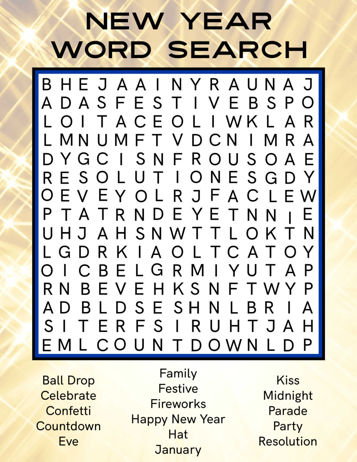 Free Printable New Year Word Search - Mama Likes This intended for New Year Word Search Printable