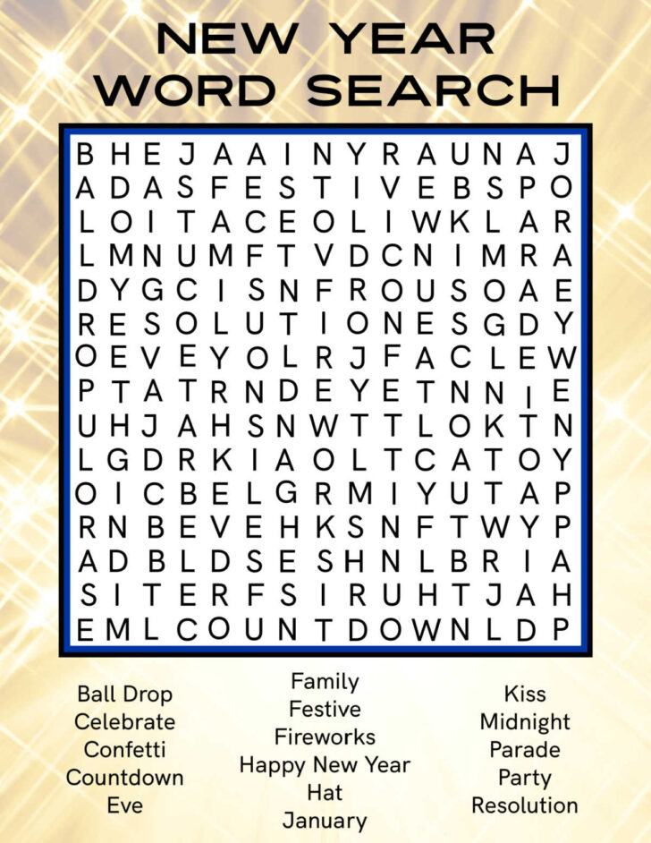 New Year Word Search Free Printable