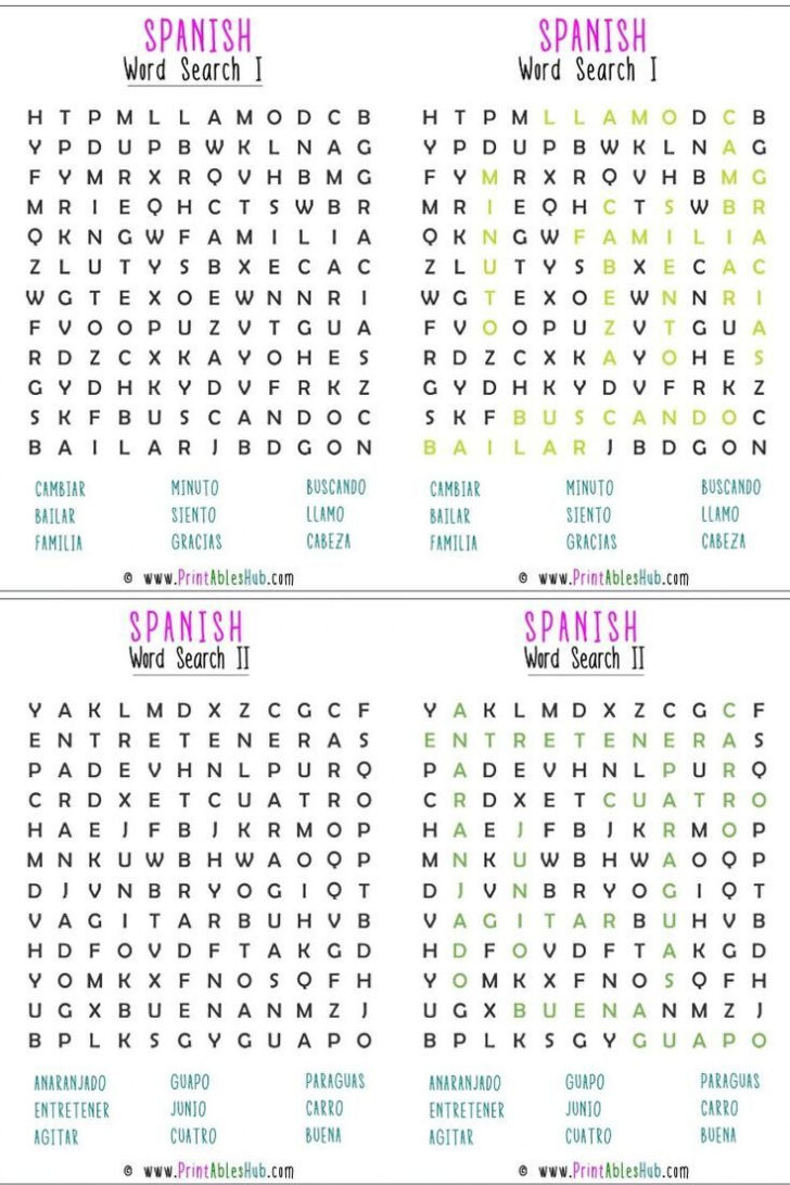 Free Spanish Word Search Printable