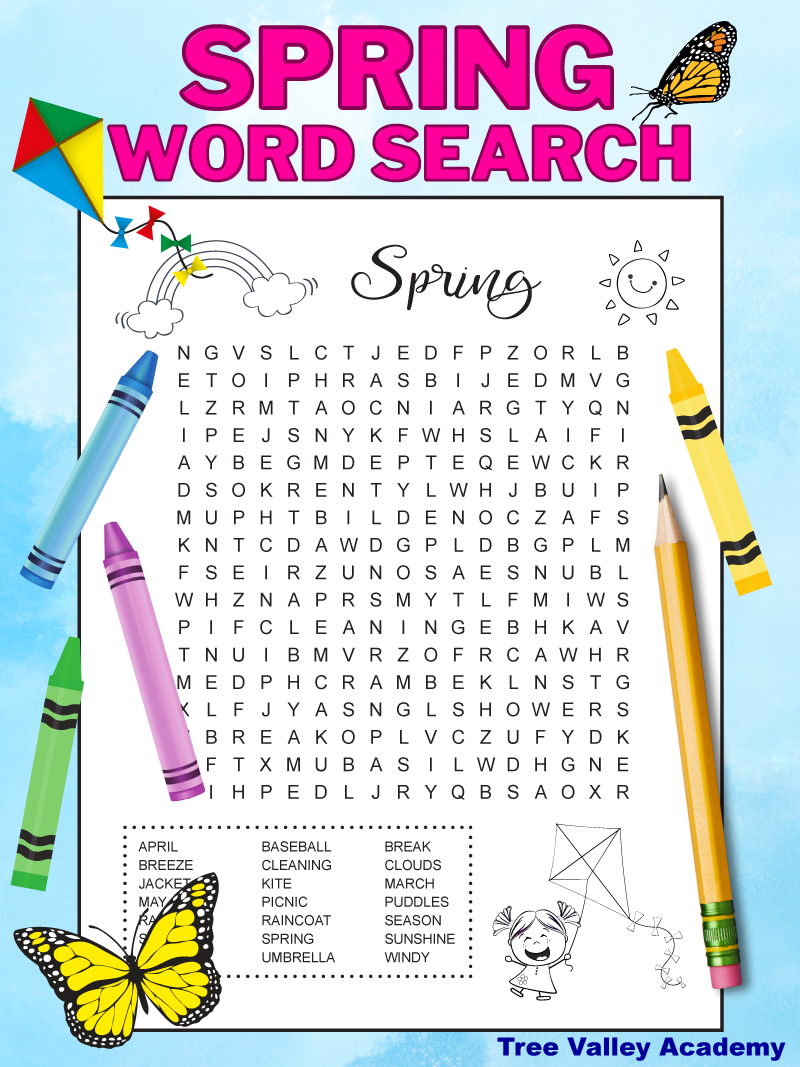 Free Printable Spring Break Word Search For Kids pertaining to Printable Word Search Spring Break