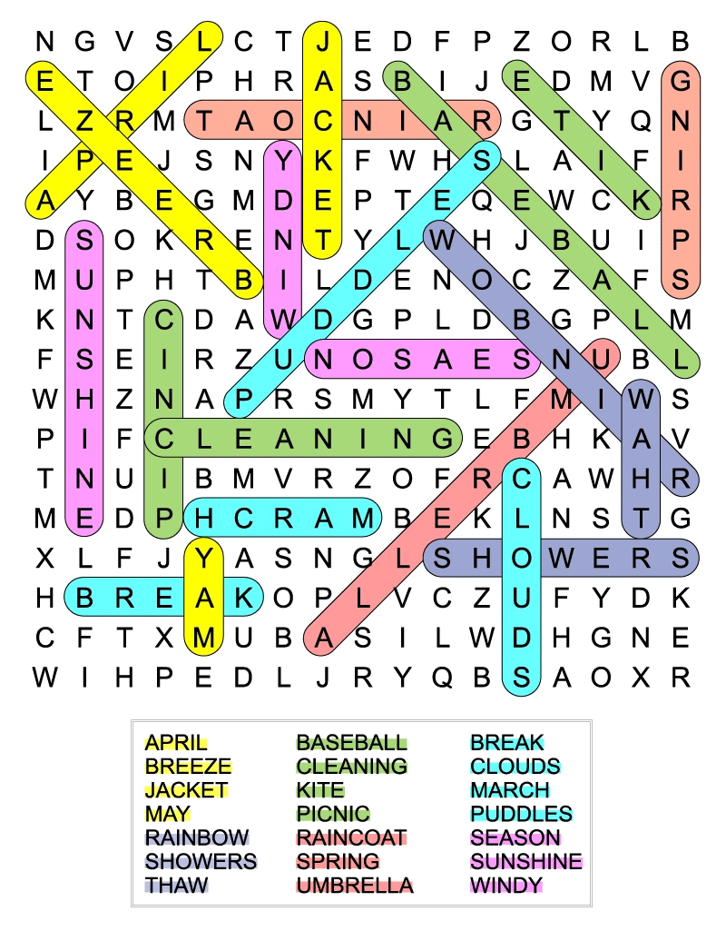 Free Printable Spring Break Word Search For Kids with regard to Spring Break Word Search Free Printable