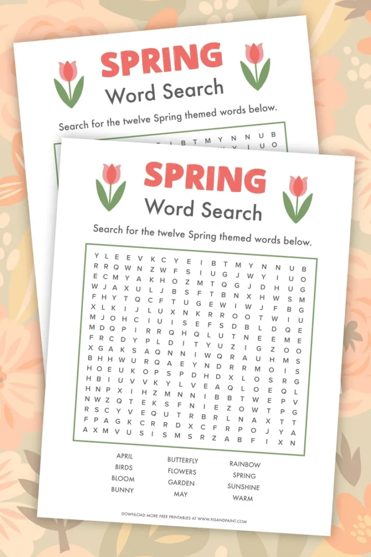 Free Spring Word Search Puzzles Printable