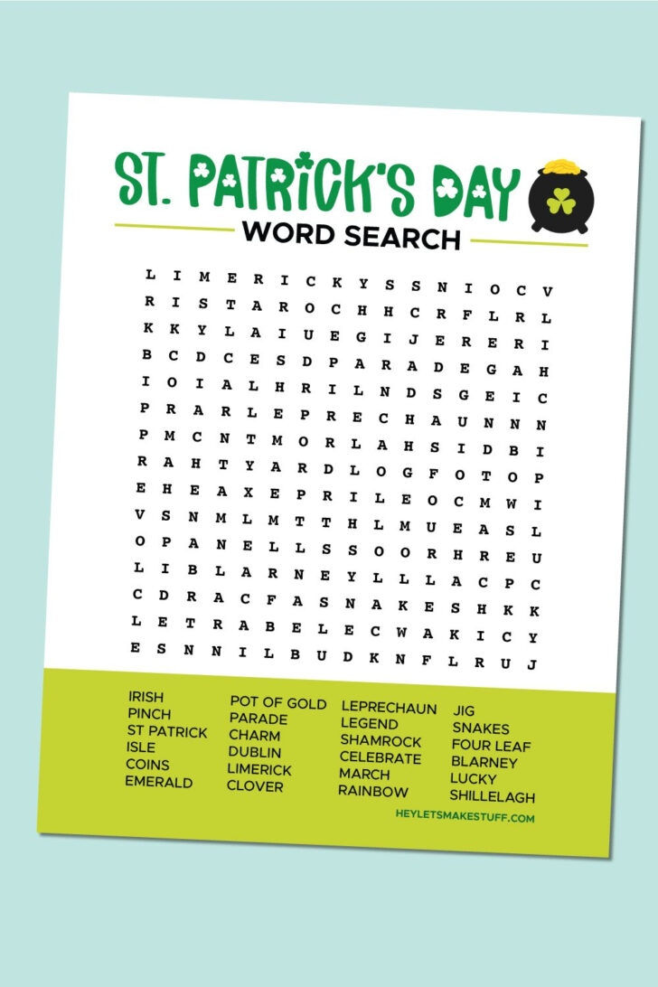 Printable Word Search St Patrick’s Day