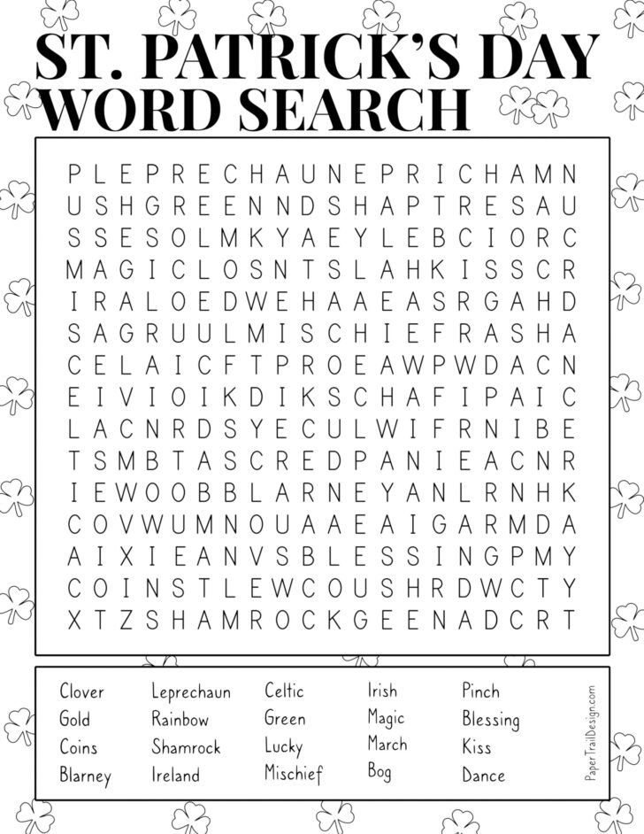 St Patrick’s Day Printable Word Search
