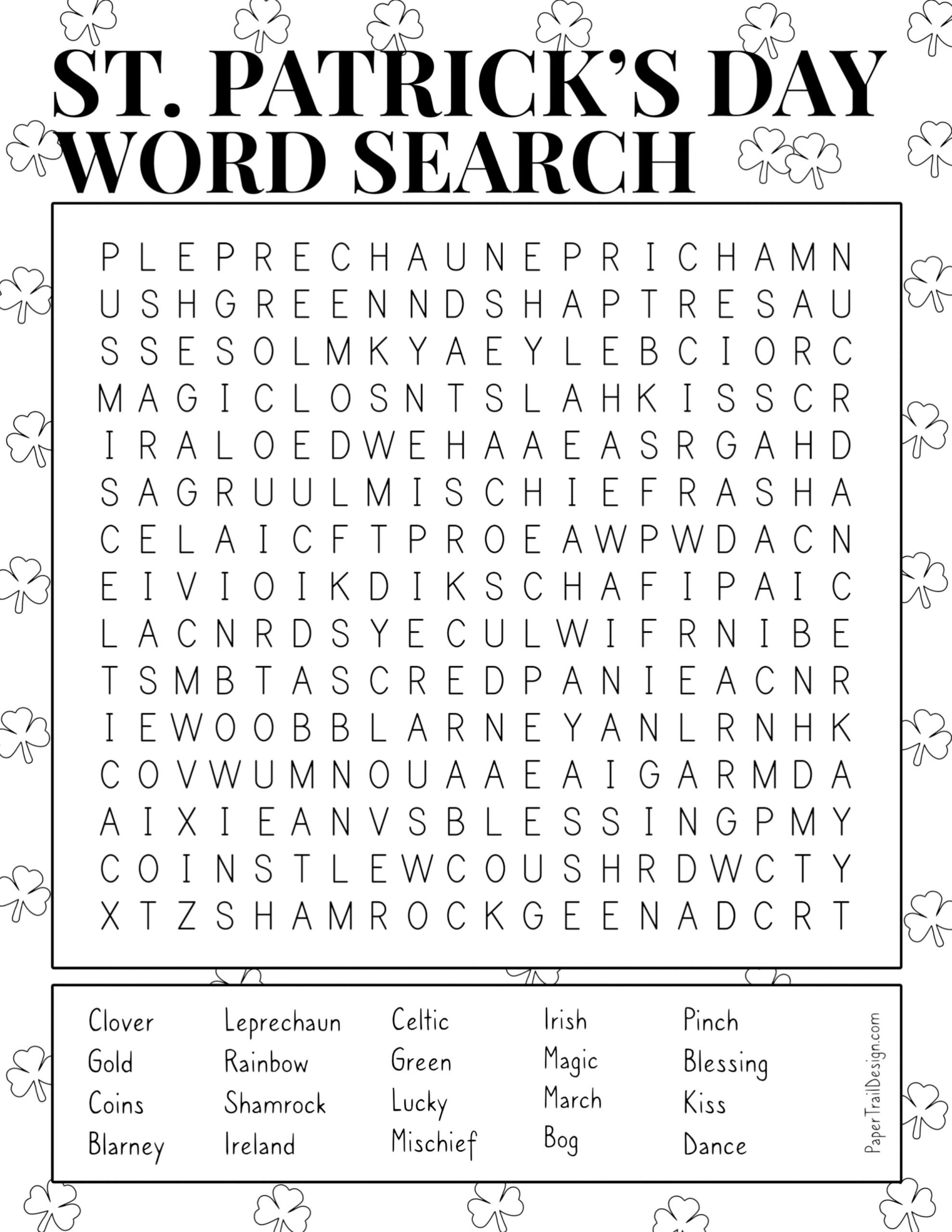 Free Printable St. Patrick&amp;#039;S Day Word Search - Paper Trail Design with St Patrick&amp;amp;#039;s Day Printable Word Search