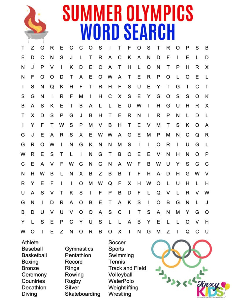 Free Printable Summer Olympics Word Search Puzzle - Jinxy Kids within Olympic Word Search Free Printable
