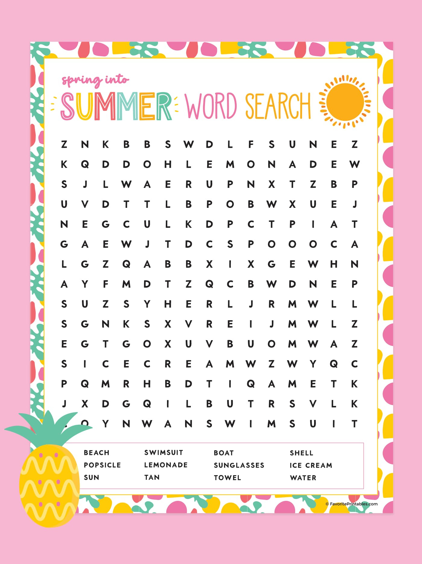 Free Printable Summer Word Search - Favorite Printables intended for Free Printable Word Search For Summer