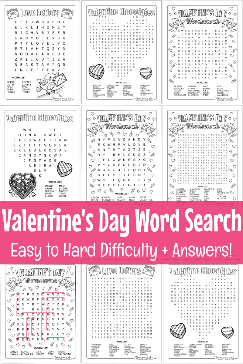 Free Printable Valentine'S Day Word Search Puzzles with Homemade Gifts Word Search