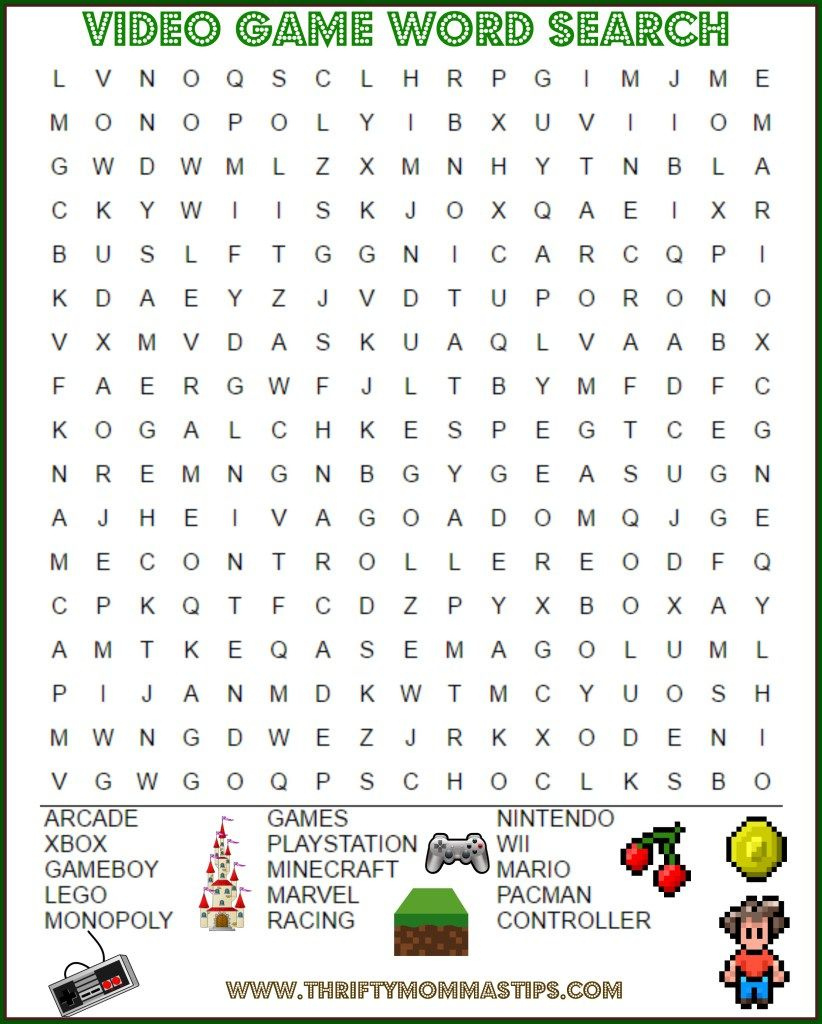 Free Printable Video Games Word Search with regard to Printable Word Search Video Games