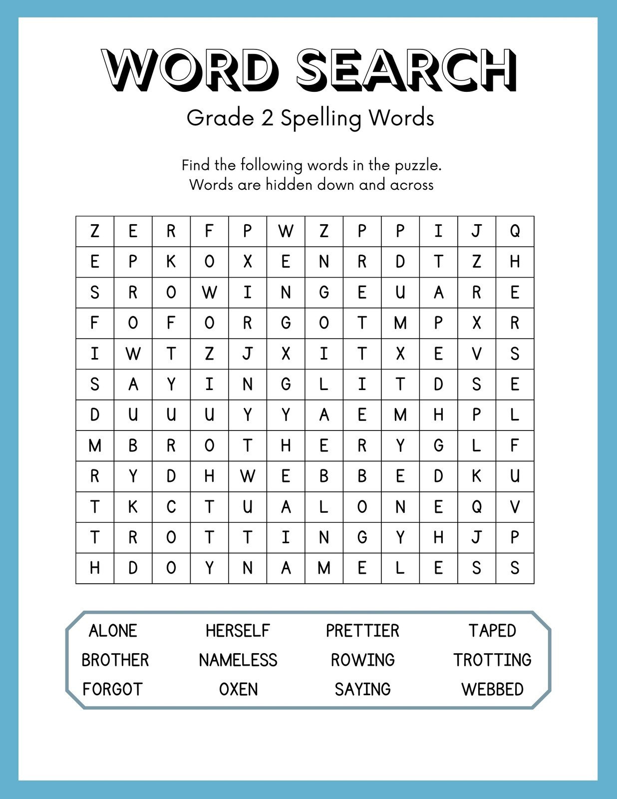 Free Printable Word Search Worksheet Templates | Canva inside Grade 2 Word Search Printable