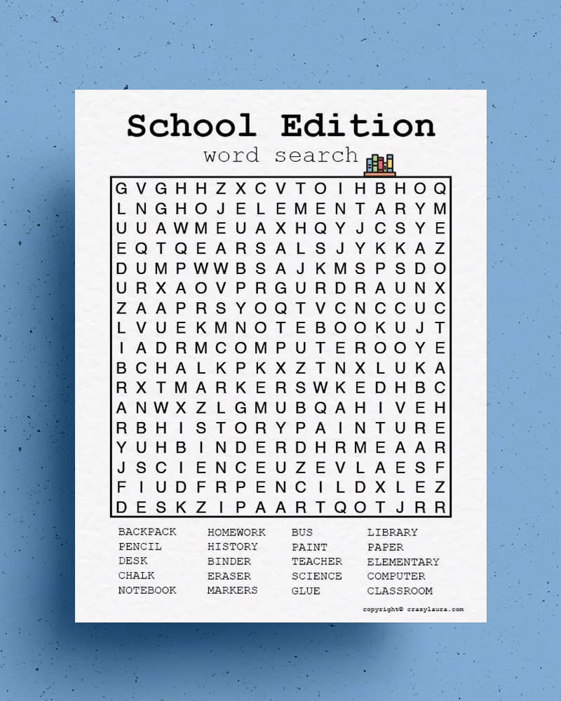 Free School Word Search Printable Games &amp;amp; Pdf Sheets - Crazy Laura with regard to Free Printable Word Search For High School