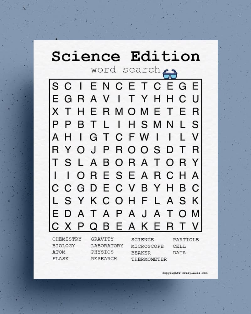 Free Science Word Search Printable Games For Kids - Crazy Laura regarding Word Search Science Printable