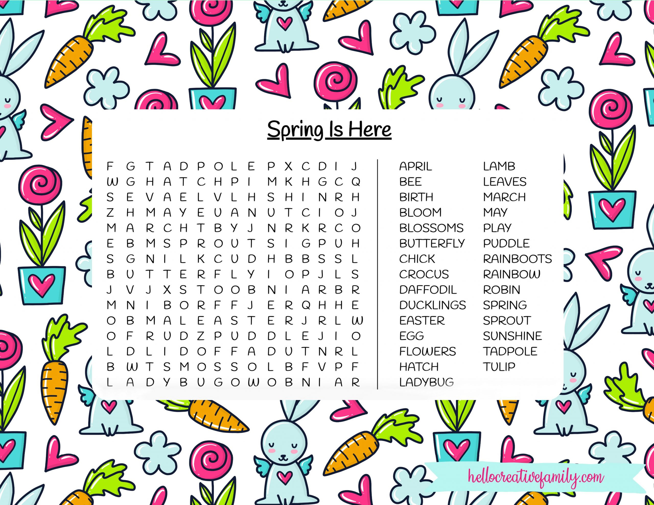 Free Spring Word Search Printable - Hello Creative Family in Free Printable Word Search For Spring