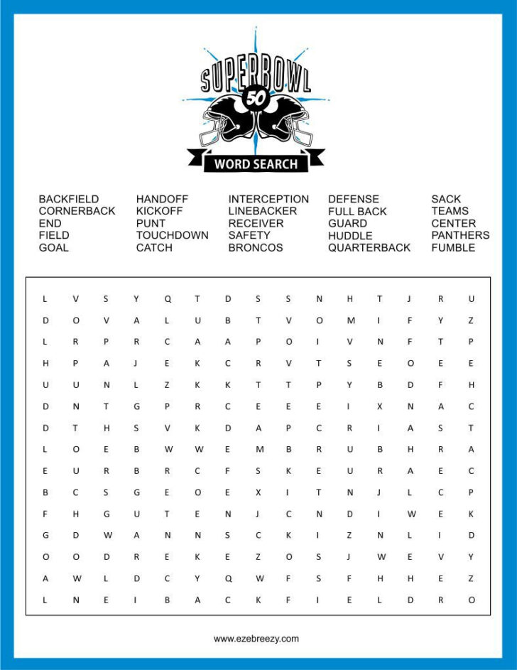 Free Printable Word Search Super Bowl