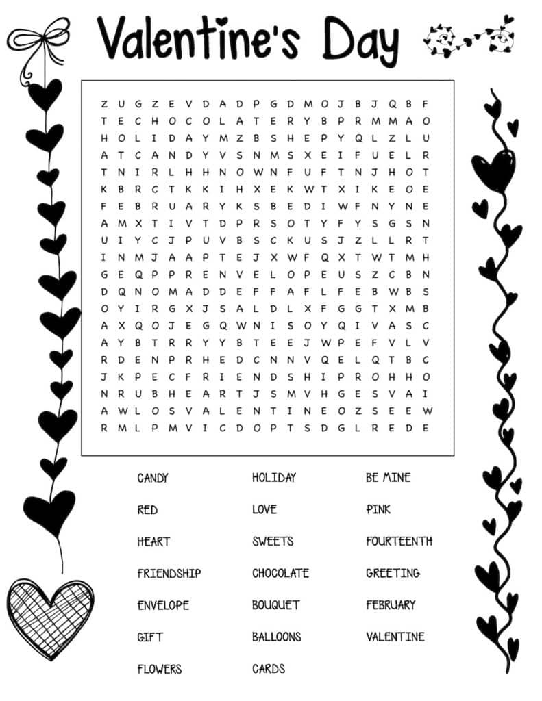 Free Valentine&amp;#039;S Day Word Search - within Printable Word Search Valentines