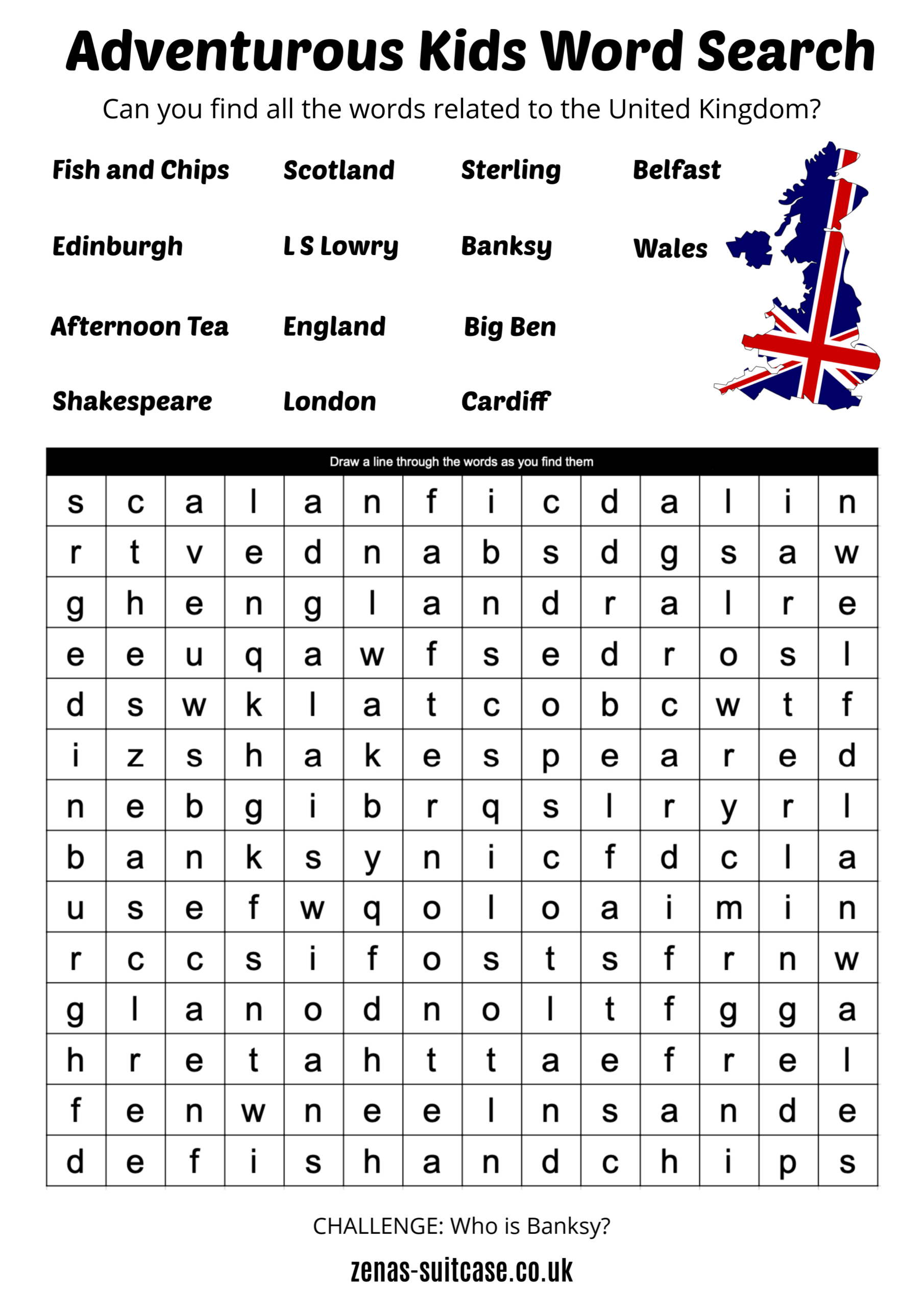 Free Word Search Games For Kids - Including Blank Template for Free Printable Word Search Uk