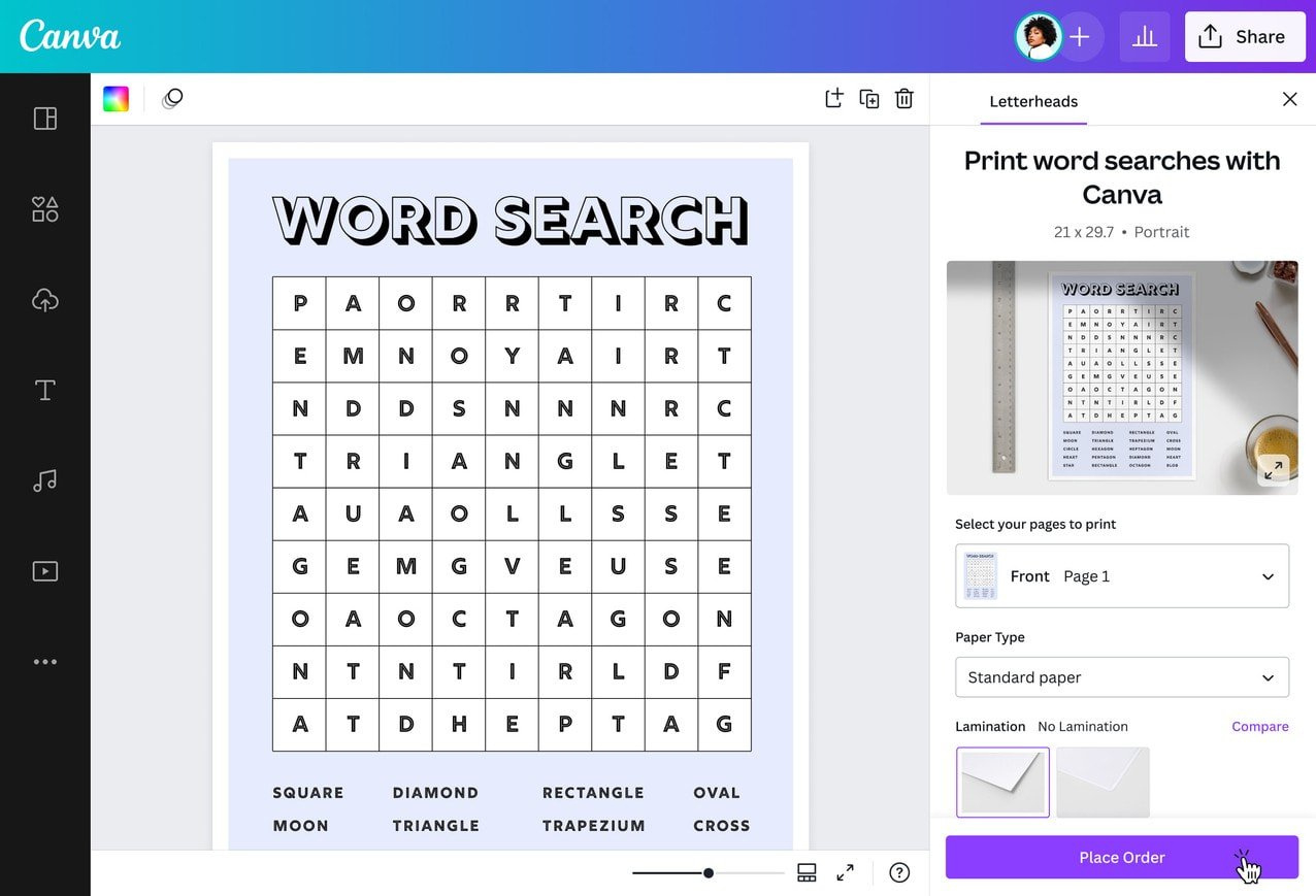 Free Word Search Maker – Make Your Own Word Search | Canva in Make My Own Word Search Free Printable