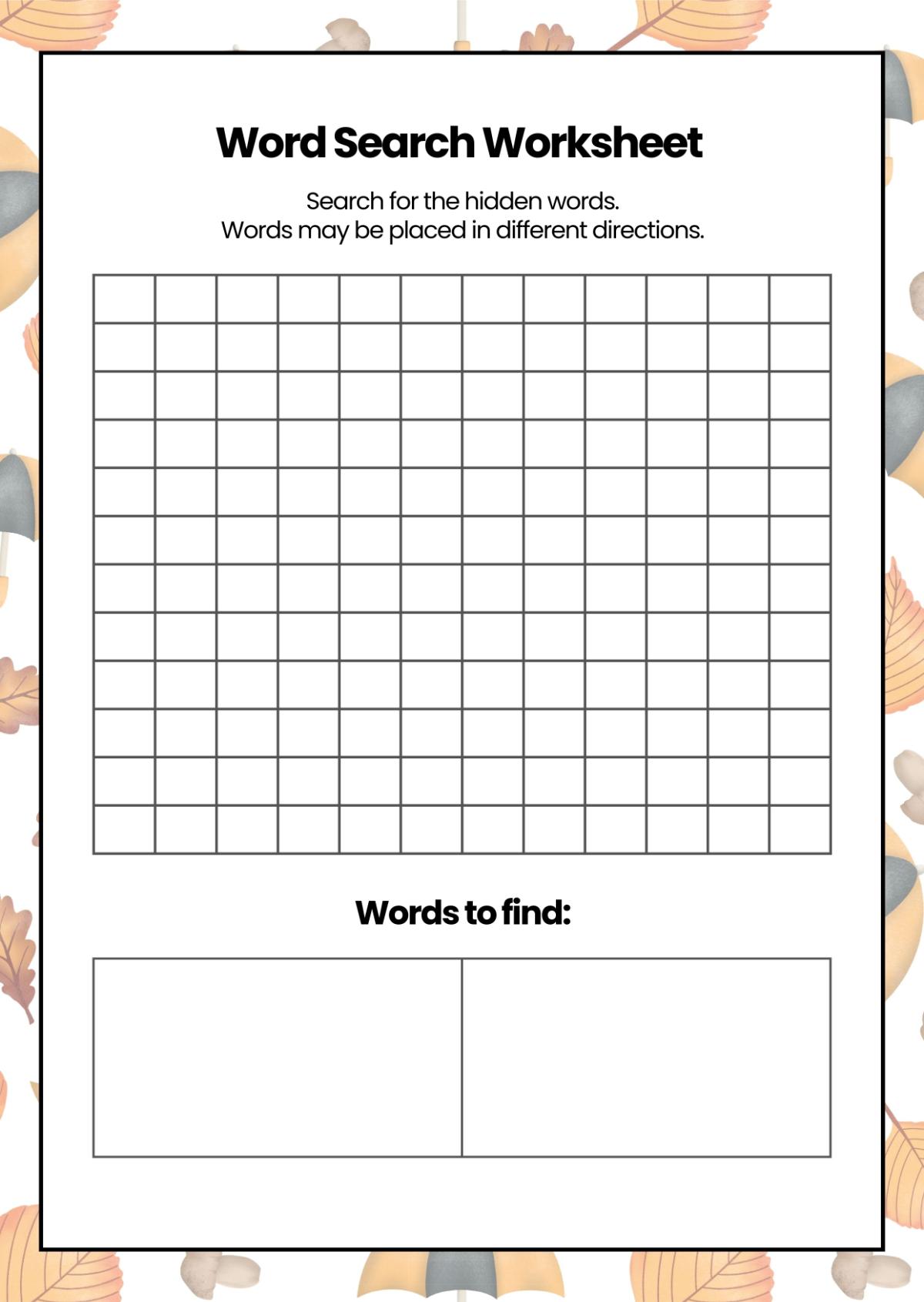 Free Word Search Worksheet Template To Edit Online intended for Blank Free Printable Word Search Template