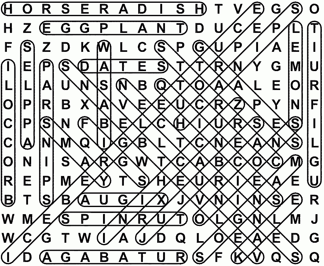 Fruits And Vegetables A-Z (Solution) - Large Print Word Search Puzzle with Printable Word Search Puzzles Ca