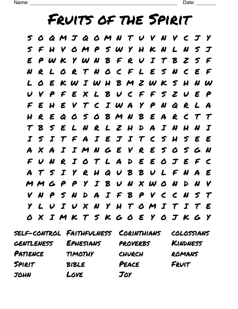 Fruits Of The Spirit Word Search - Wordmint intended for Fruit of the Spirit Word Search Printable