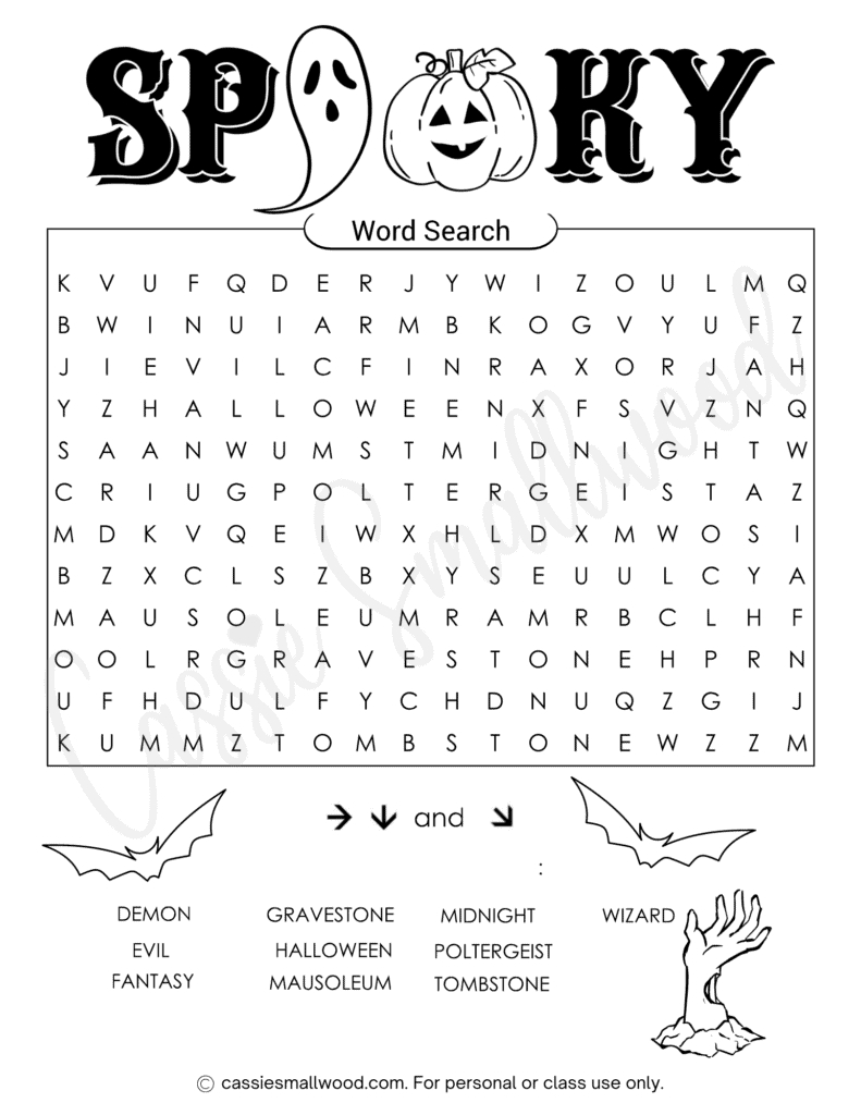 Fun Free Printable Halloween Word Searches - Cassie Smallwood in Free Printable Halloween Word Search Puzzles