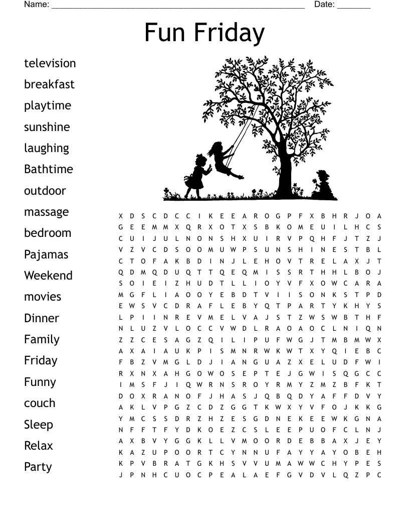Fun Friday Word Search - Wordmint in Fun Word Searches Printable