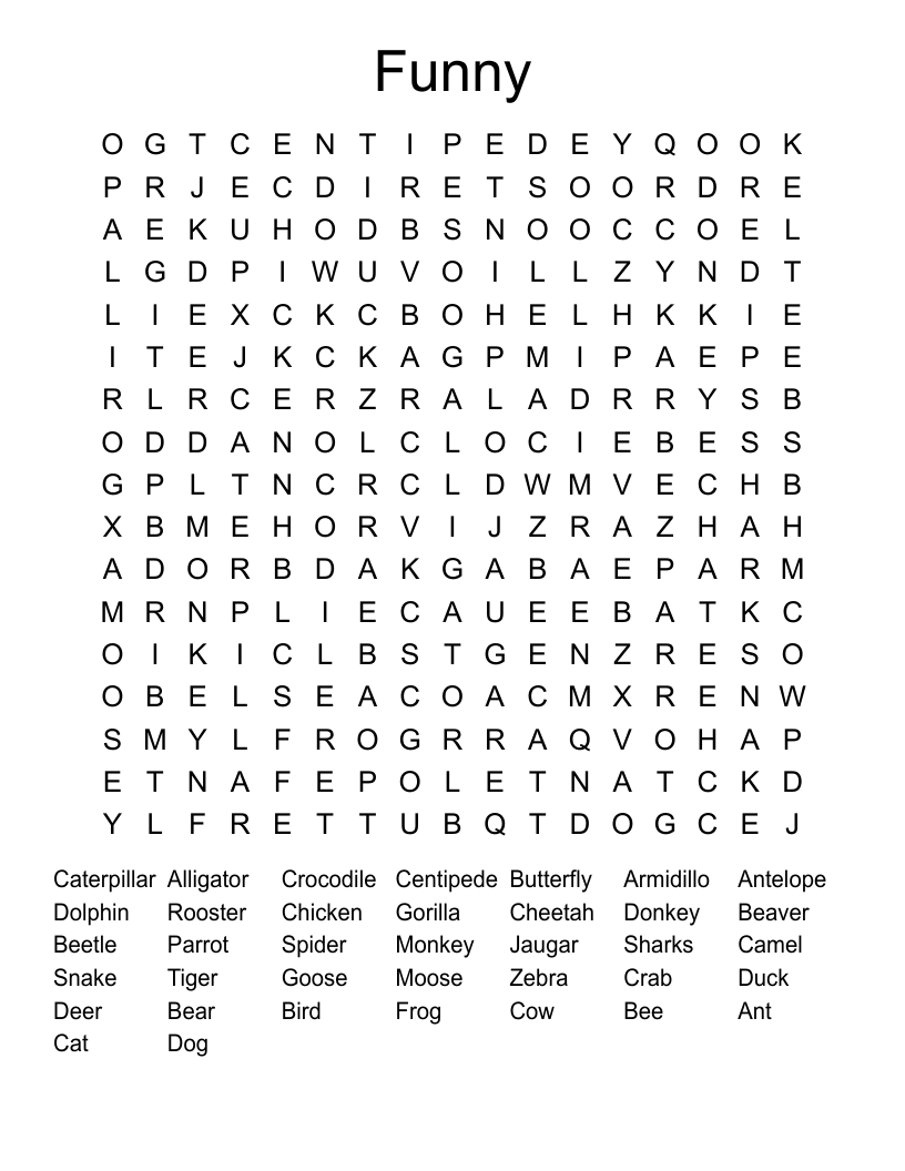 Funny Word Search - Wordmint in Funny Printable Word Search
