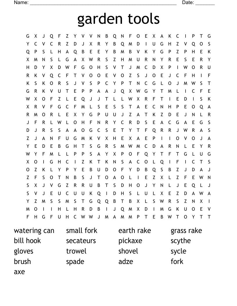 Garden Tools Word Search - Wordmint intended for Free Printable Word Search Puzzles Gardening
