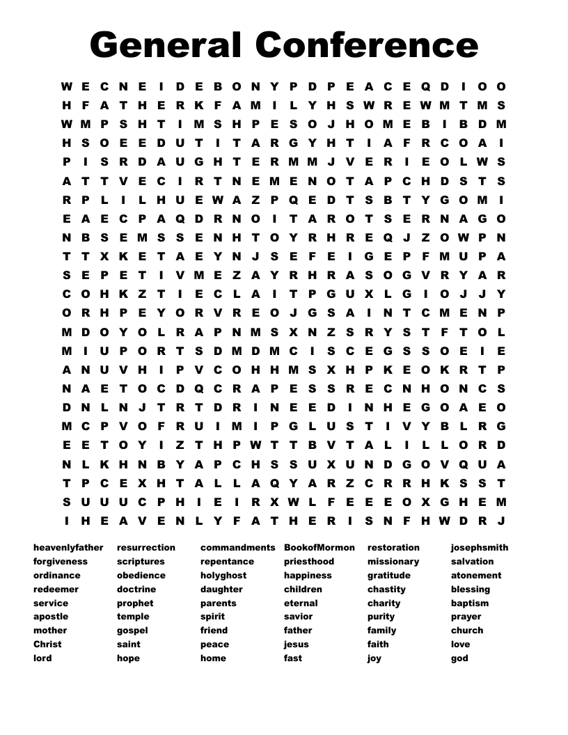 General Conference Word Search - Wordmint intended for General Conference Word Search Printable