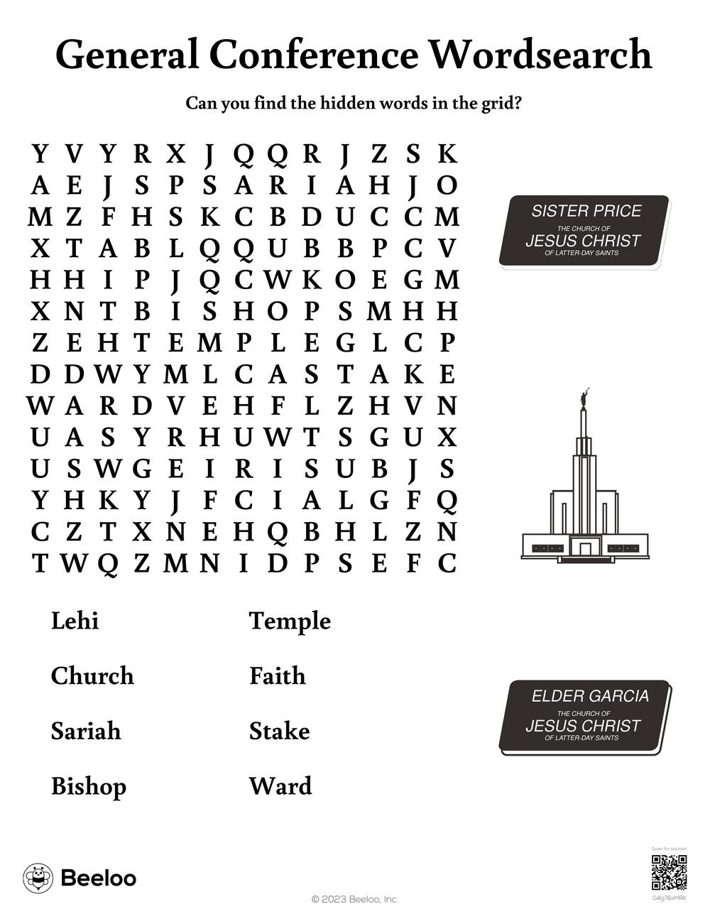 General Conference Wordsearch • Beeloo Printable Crafts And inside General Conference Word Search Printable